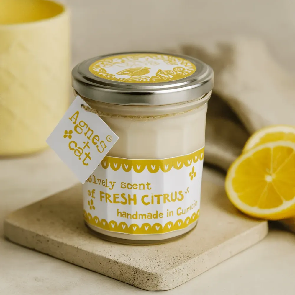 Citrus illatú szójaviasz lekvárüveg gyertya
