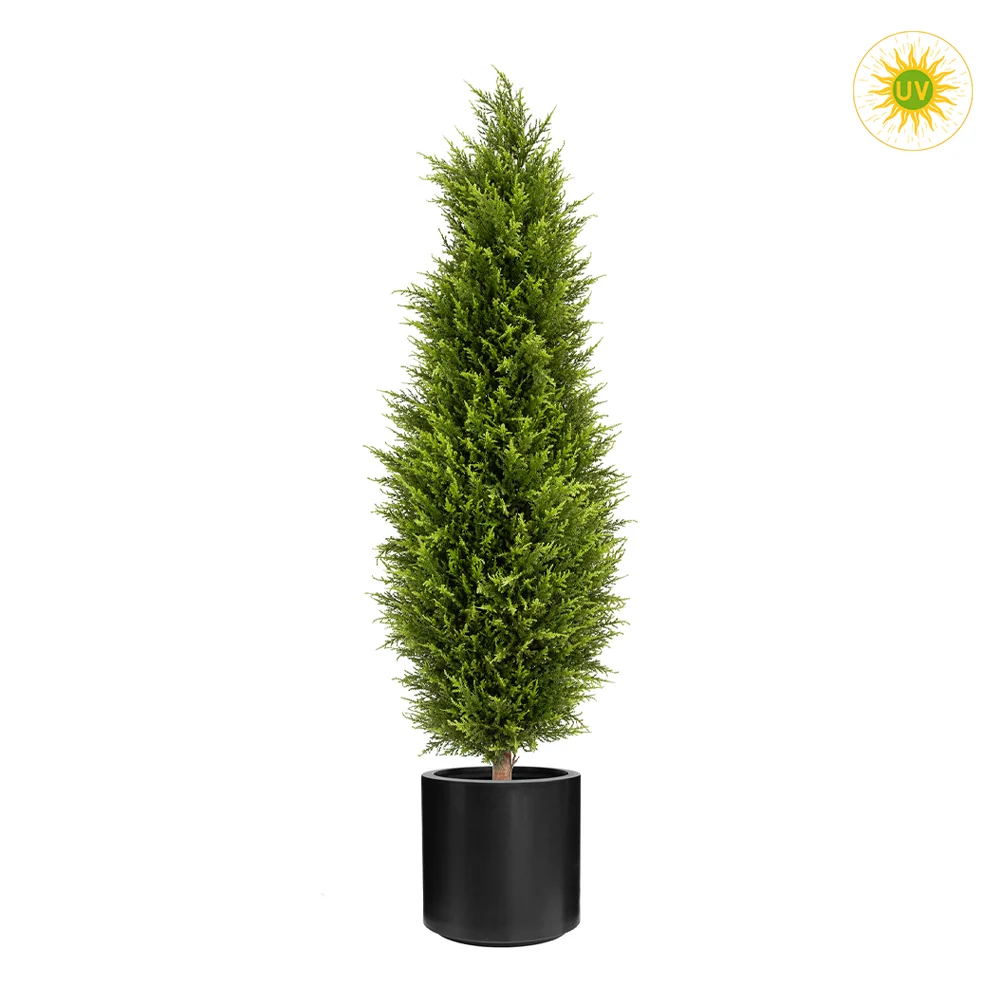 CYPRESS UV-álló zöld mű ciprus fekete kaspóban 120 cm
