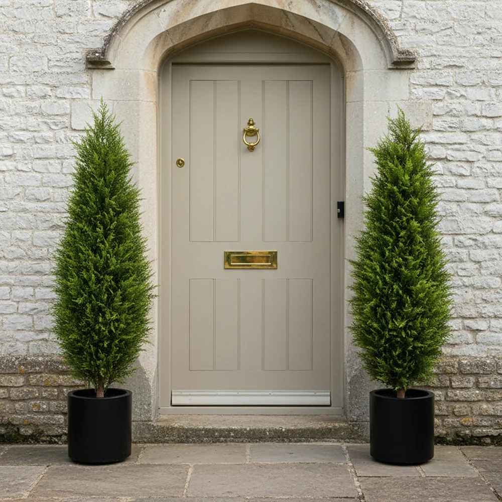 CYPRESS UV-álló zöld mű ciprus fekete kaspóban 120 cm
