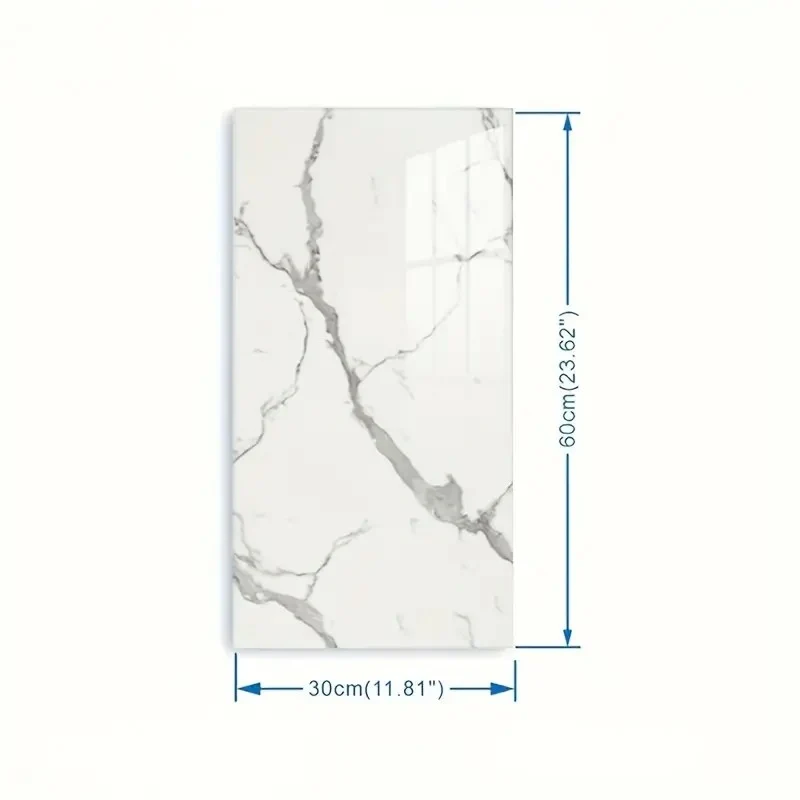 10 darab tapétalap készlet, Vivimall, 60 x 30 cm, 1.5 mm vastagság, PVC, Márványutánzat minta, 1.8 nm felület, Világosszürke