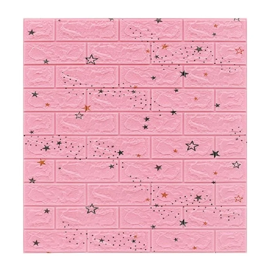 10 darab 3D tapétapanel készlet, Vivimall, 70 x 77 cm, 3 mm vastag, polietilén, tégla típusú, csillagmintás, fedett felüle...