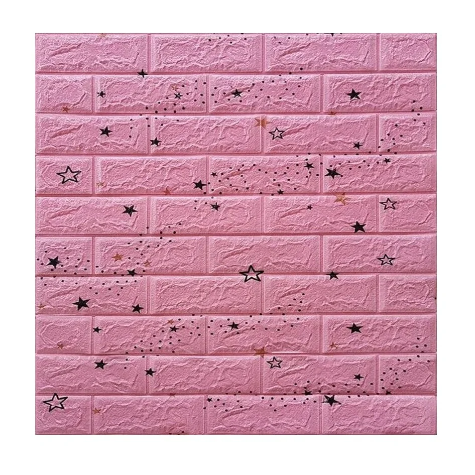 10 darab 3D tapétapanel készlet, Vivimall, 70 x 77 cm, 3 mm vastag, polietilén, tégla típusú, csillagmintás, fedett felüle...