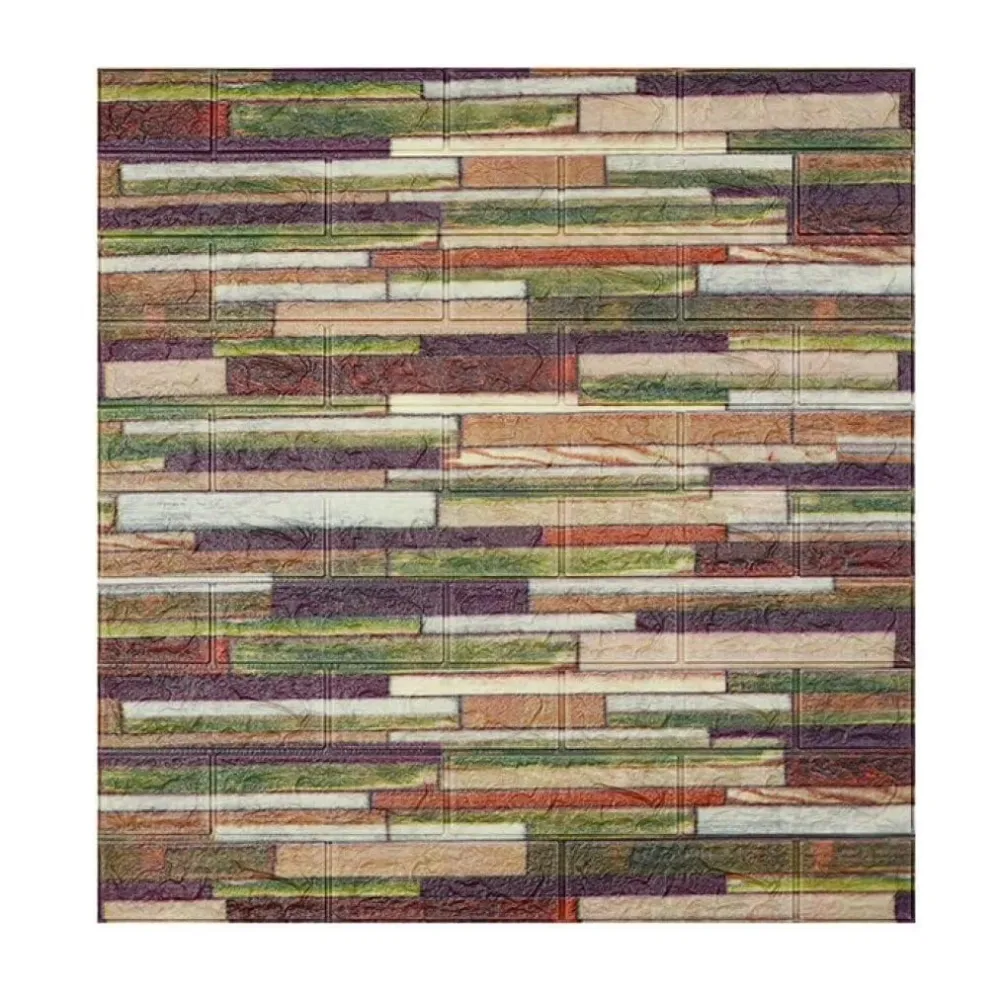 10 darab 3D tapétapanel készlet, Vivimall, 70 x 77 cm, 3 mm vastagságú, polietilénből, téglaminta, 5,3 m2 fedett terület,...