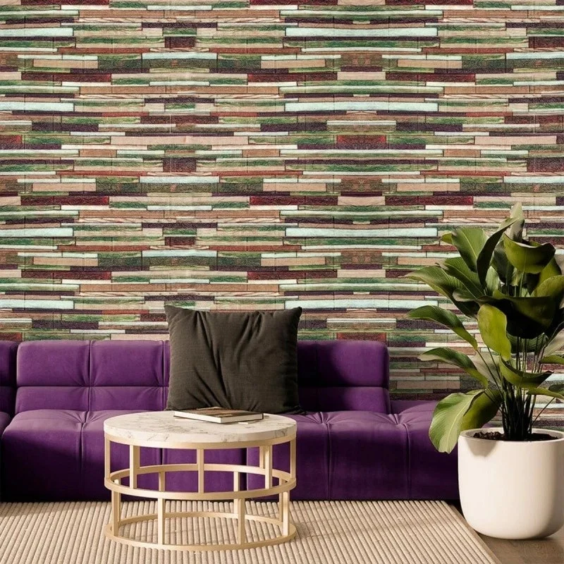 10 darab 3D tapétapanel készlet, Vivimall, 70 x 77 cm, 3 mm vastagságú, polietilénből, téglaminta, 5,3 m2 fedett terület,...