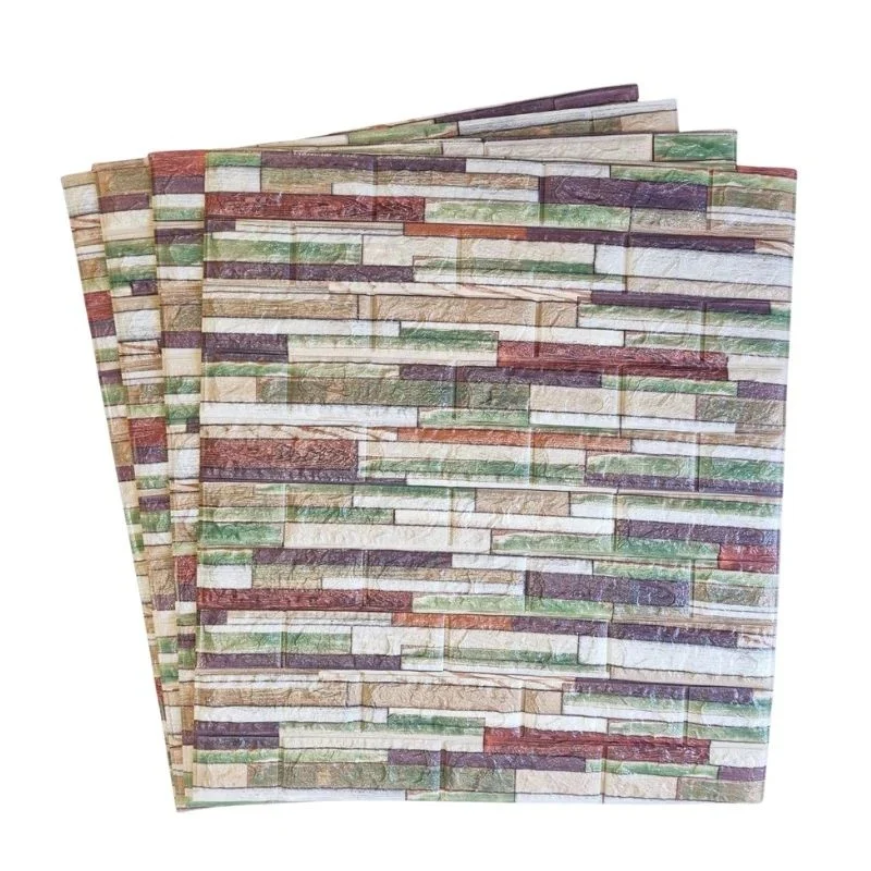 10 darab 3D tapétapanel készlet, Vivimall, 70 x 77 cm, 3 mm vastagságú, polietilénből, téglaminta, 5,3 m2 fedett terület,...