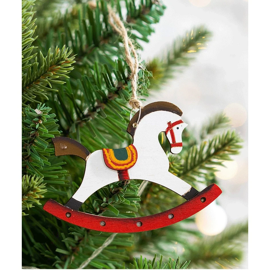14 darabos karácsonyi dísz készlet, Vivimall, fára, 5-9,5 cm, fából, többszínű