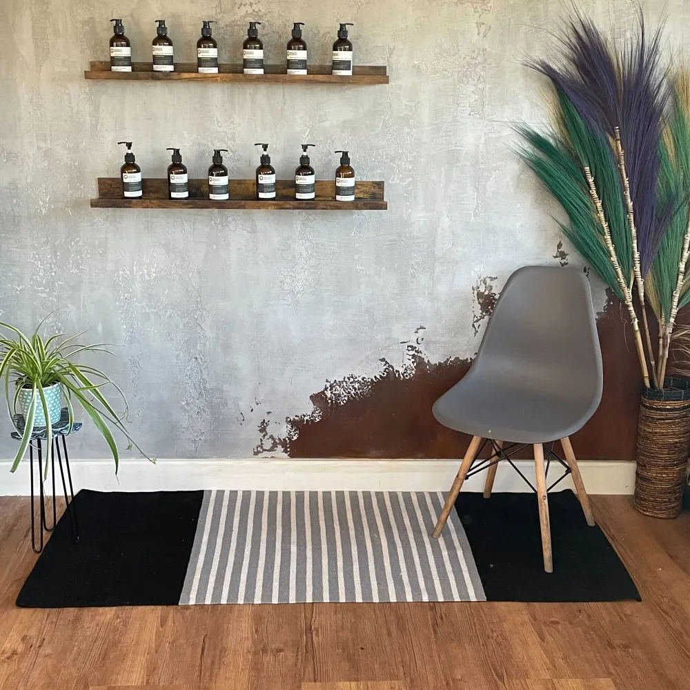 Futószőnyeg, indiai pamut fekete szürke 70x170cm