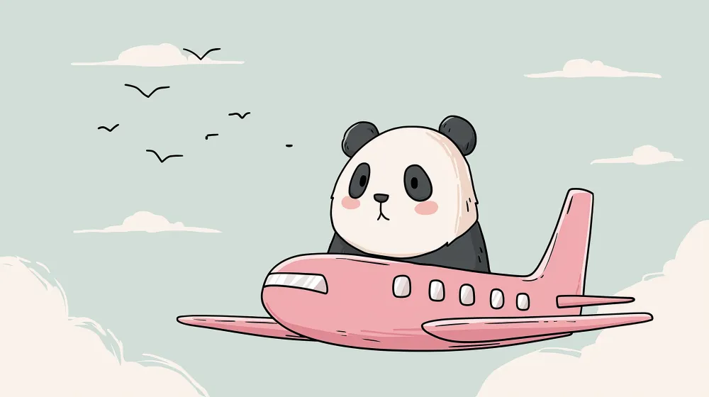 Gyerek szoba tapéta | Utazó panda repülőgépen