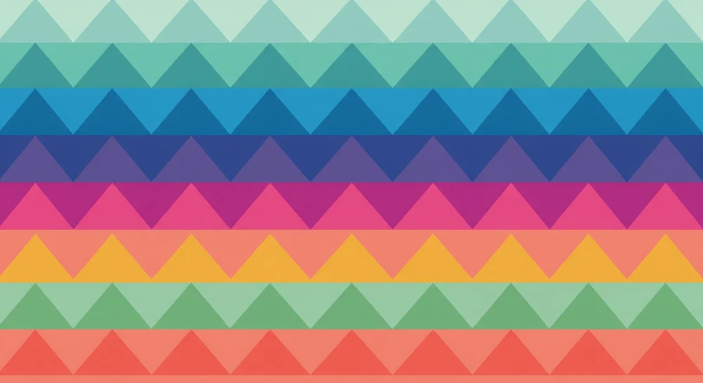 Gyerekek szobájának tapétája | Geometrikus háromszögminták szivárvány színekben