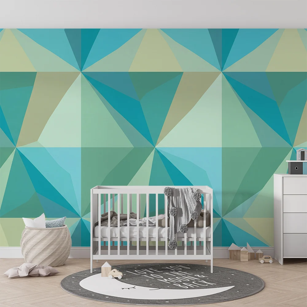 Gyerekeknek való tapéta | Geometrikus minták kék és zöld árnyalatokban