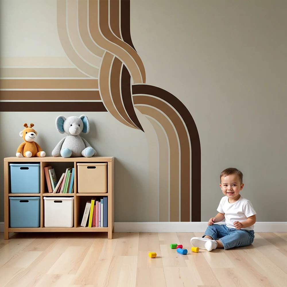 Gyerekszoba tapéta | Barna átmenetű geometriai minták