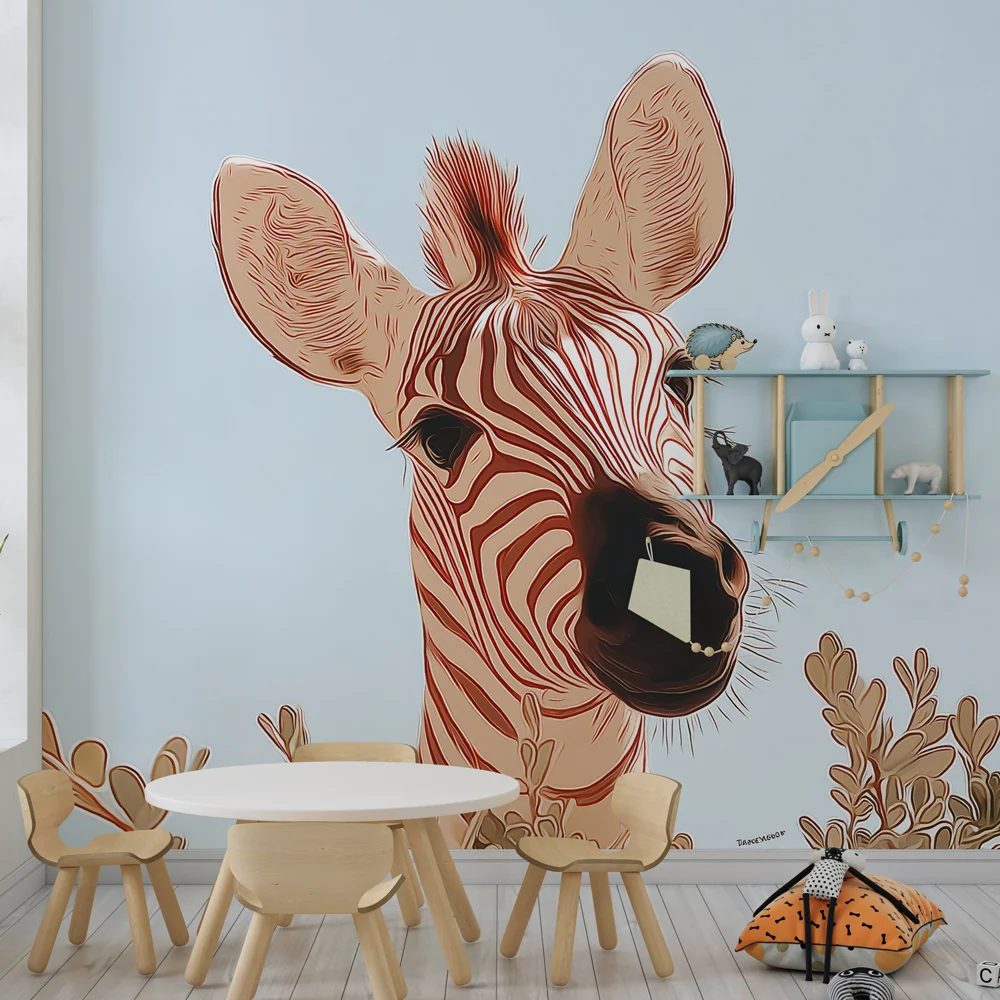 Gyerekszoba tapéta | Játékos csíkos zebra
