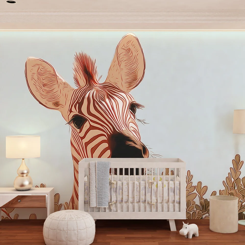 Gyerekszoba tapéta | Játékos csíkos zebra