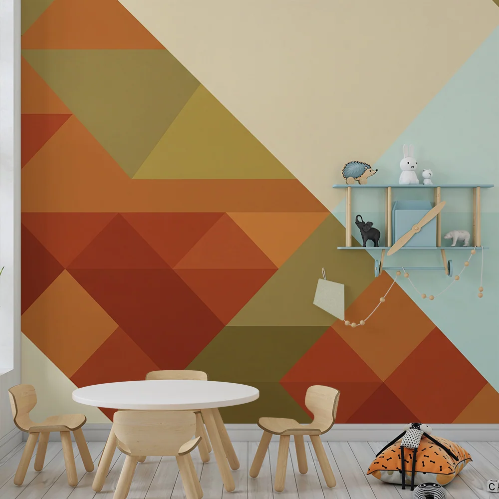 Gyerekszoba tapéta | Meleg és puha árnyalatú geometriai minták