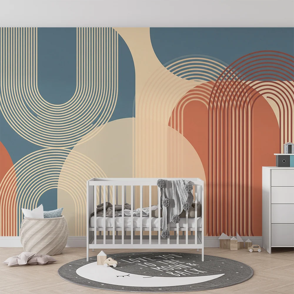 Gyerekszoba tapéta | Modern geometriai minták enyhe tónusokban