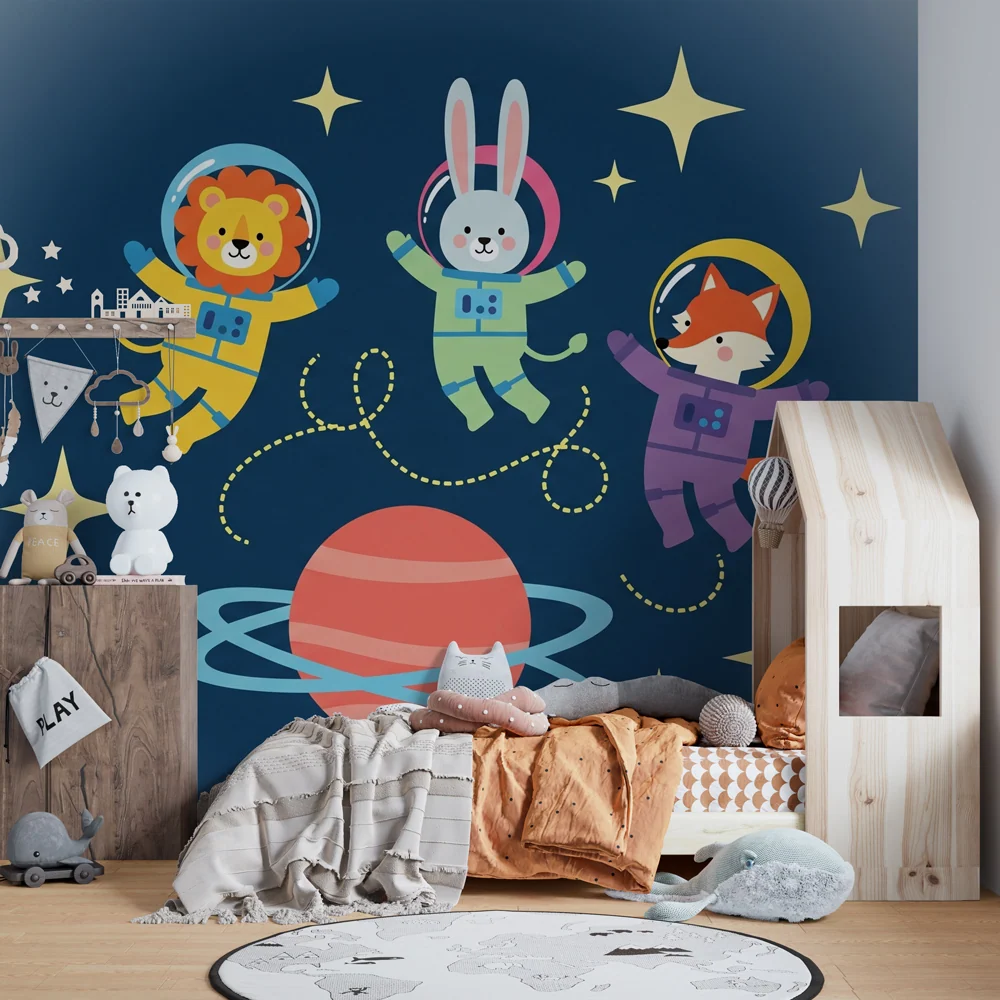 Gyerekszoba tapéta | Négy űrben utazó állat astronauta