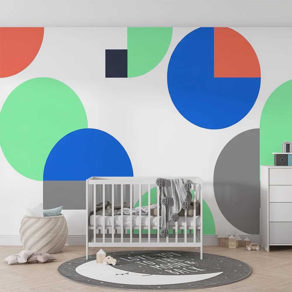 Gyerekszoba tapéta | Színes geometriai formák játékos hangulathoz