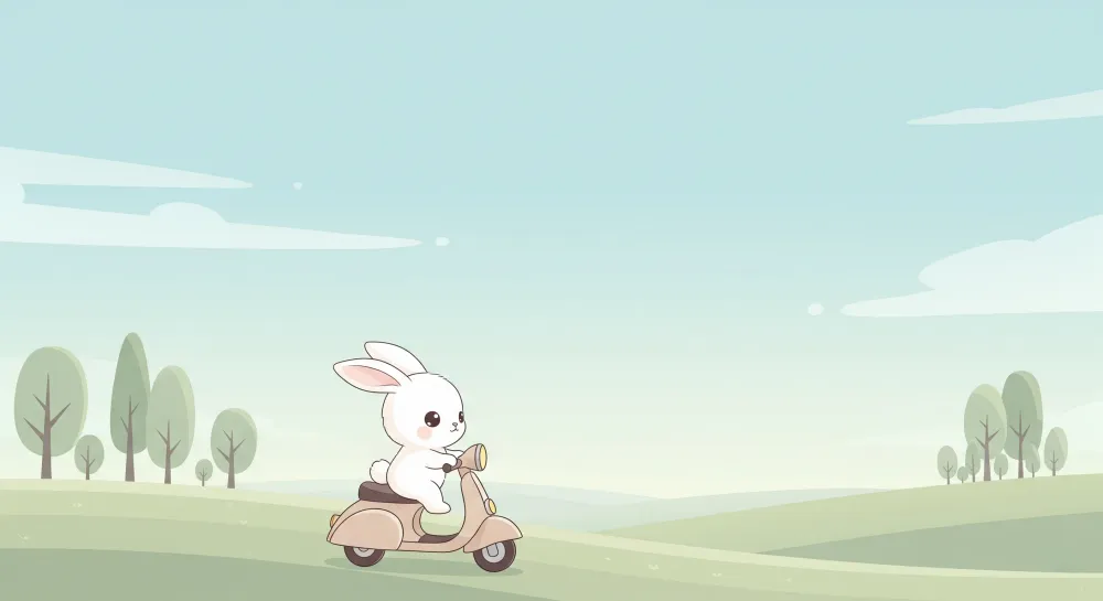Gyerekszoba tapéta | Vidám nyuszi rollerén