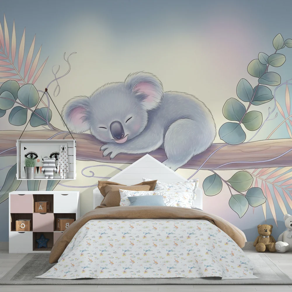 Gyermekszoba tapéta | Alszó koala az esőerdőben
