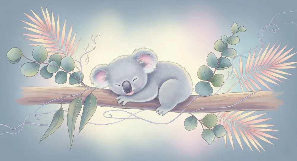 Gyermekszoba tapéta | Alszó koala az esőerdőben