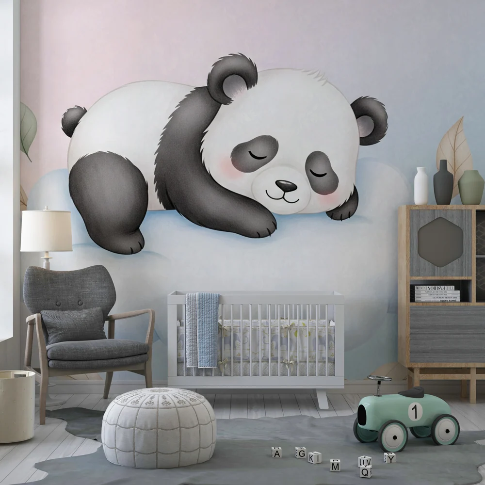 Gyermekszoba tapéta | Alvó panda felhőn