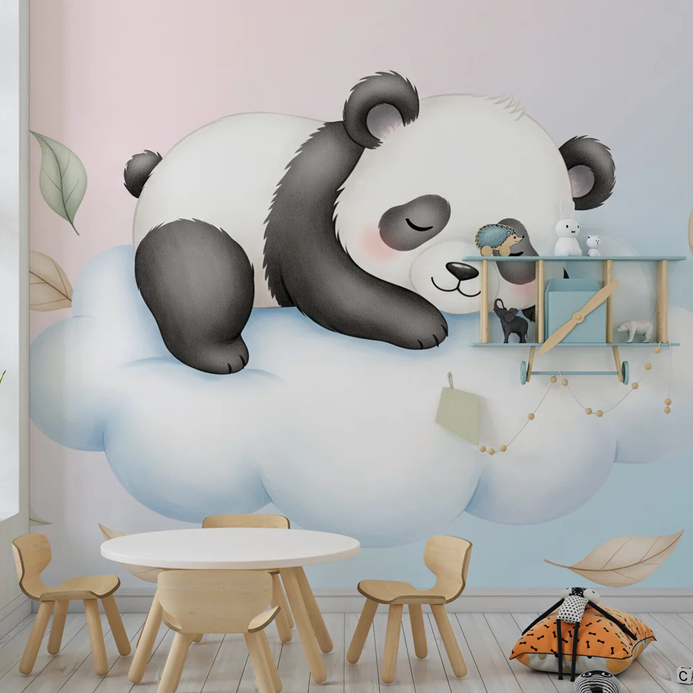 Gyermekszoba tapéta | Alvó panda felhőn
