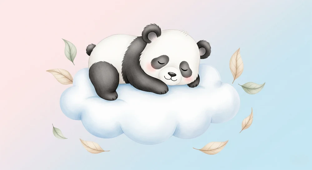 Gyermekszoba tapéta | Alvó panda felhőn