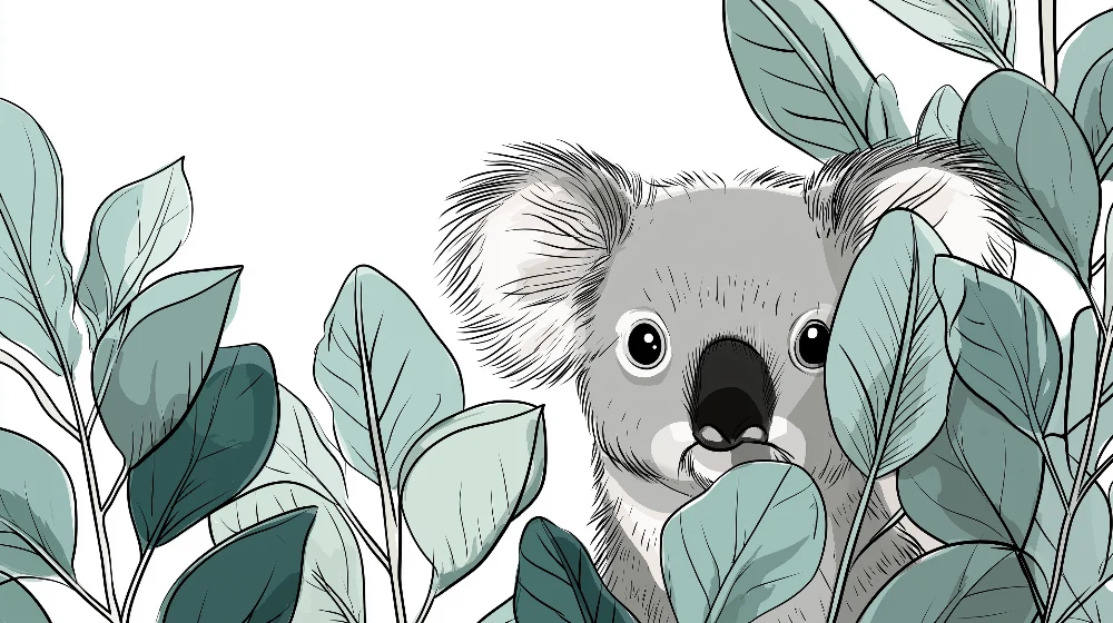 Gyermekszoba tapéta | Aranyos koala levelek között
