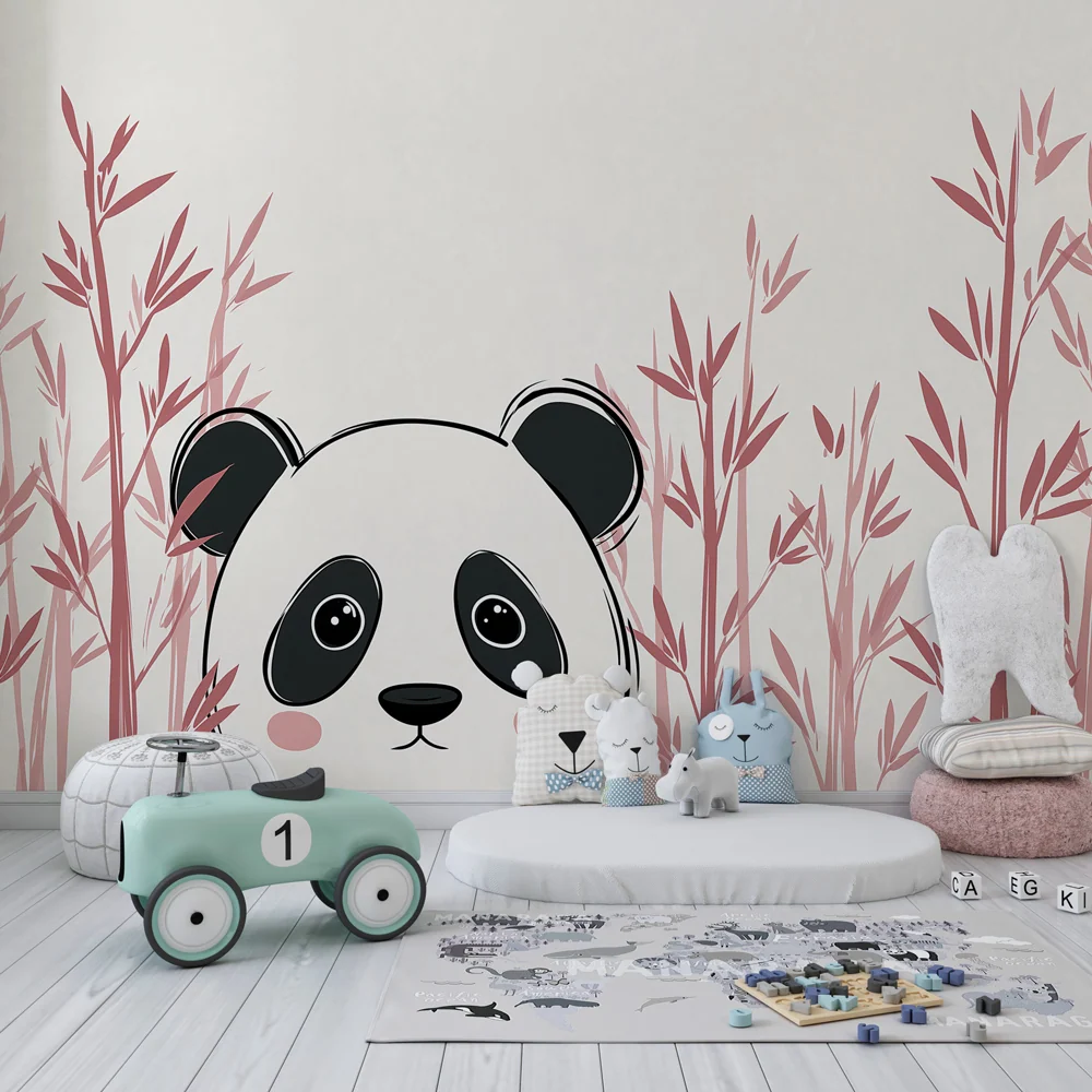 Gyermekszoba tapéta | Aranyos panda és finom bambusz