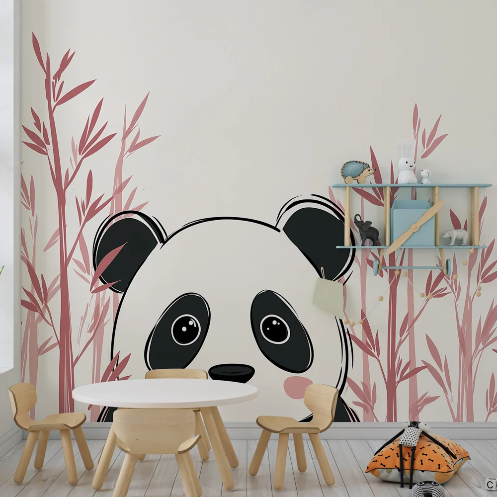 Gyermekszoba tapéta | Aranyos panda és finom bambusz