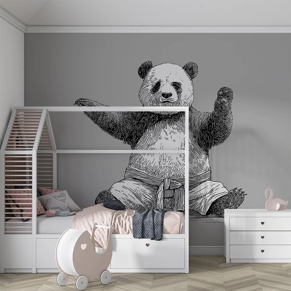 Gyermekszoba tapéta | Aranyos panda kimónóban, játszásra kész
