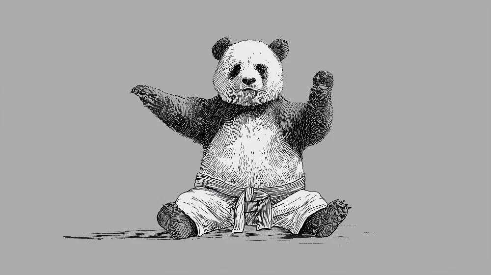 Gyermekszoba tapéta | Aranyos panda kimónóban, játszásra kész