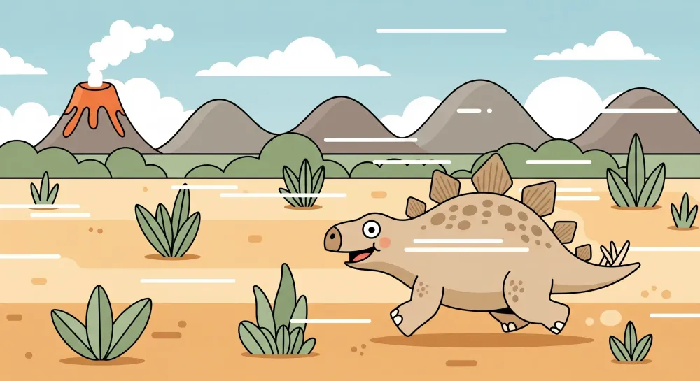 Gyermekszoba tapéta | Boldog dinoszaurusz és őskori táj