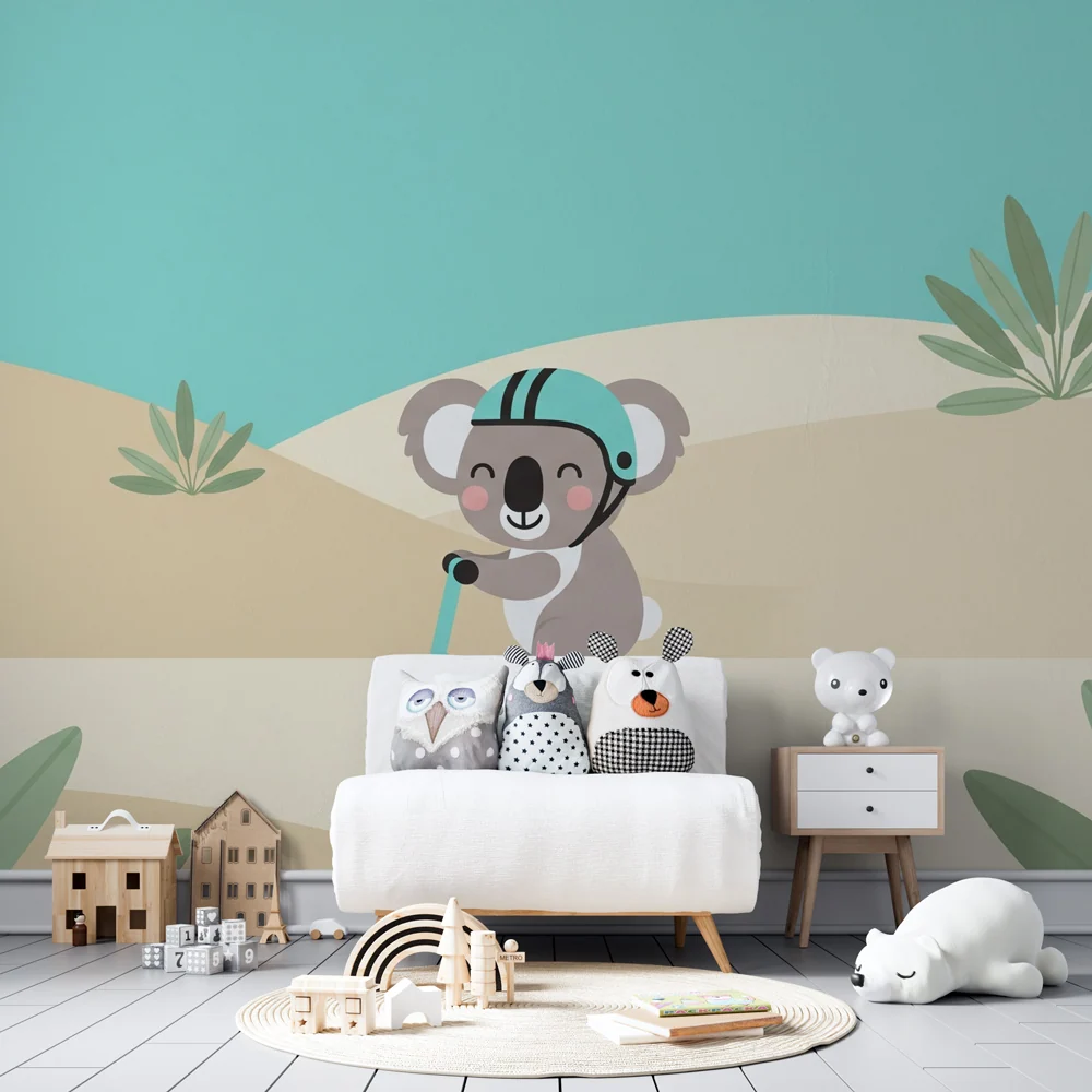 Gyermekszoba tapéta | Dinamikus koala rollerrel