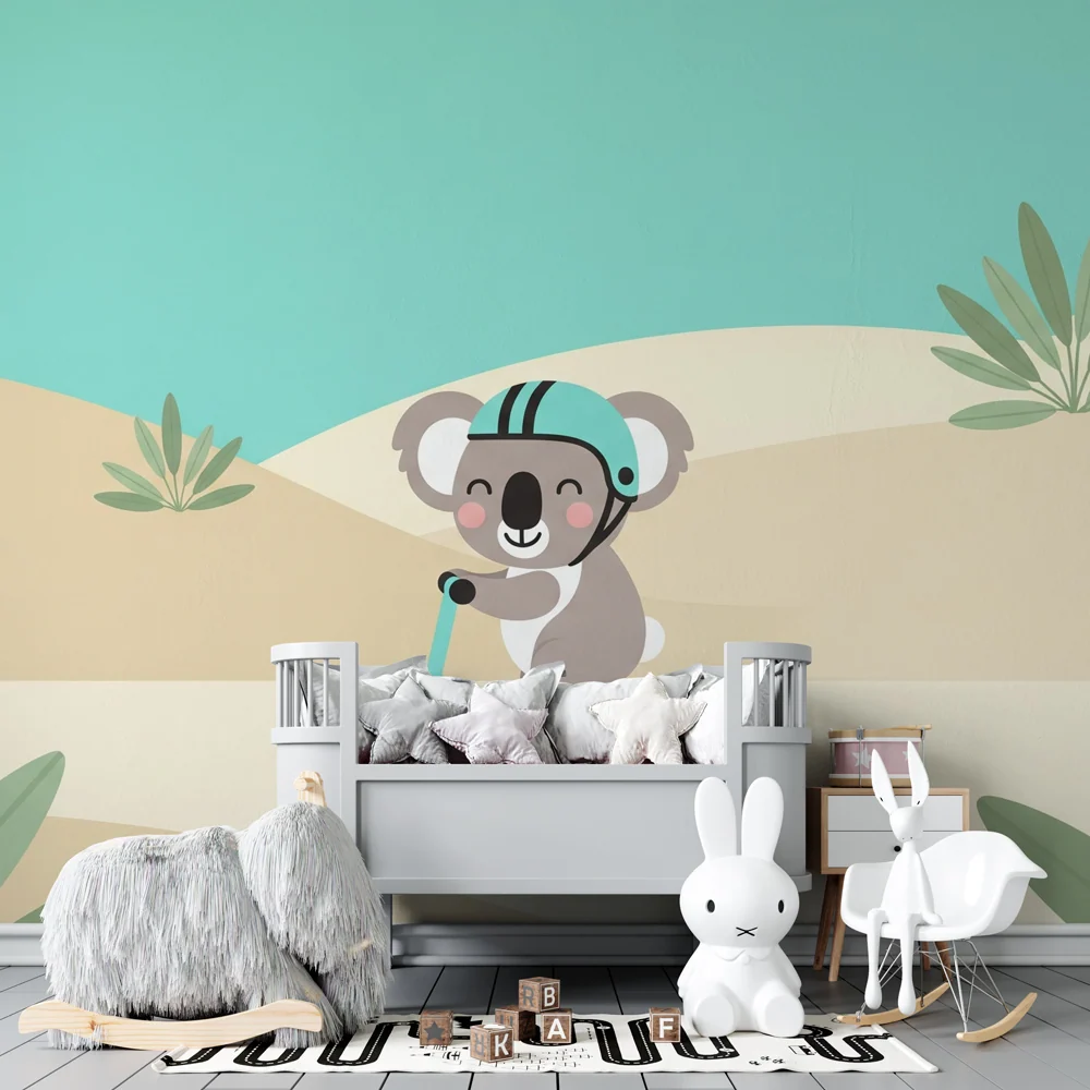 Gyermekszoba tapéta | Dinamikus koala rollerrel