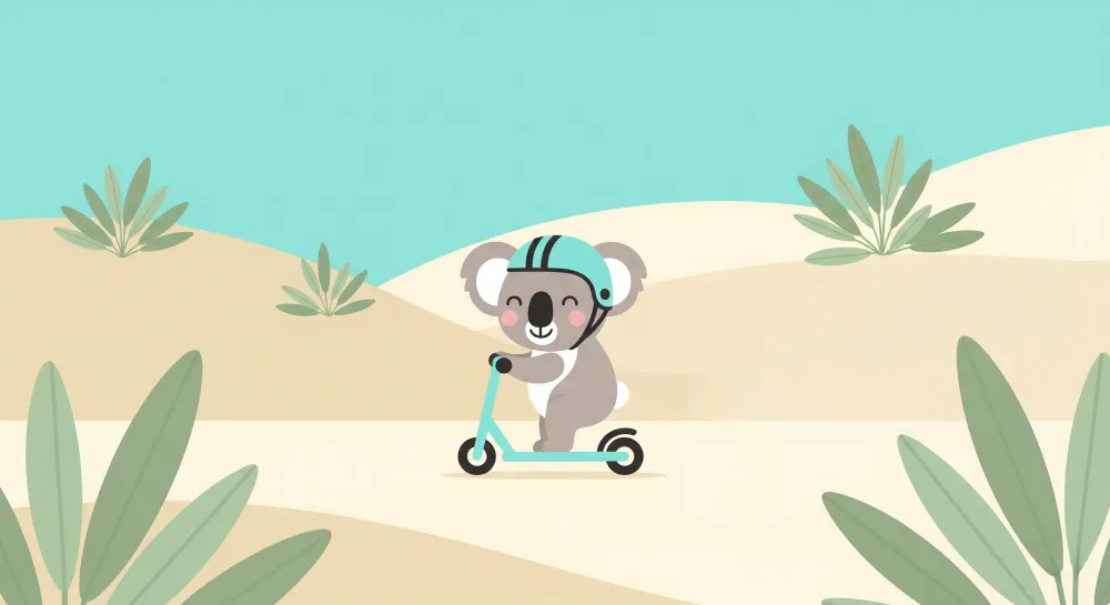 Gyermekszoba tapéta | Dinamikus koala rollerrel