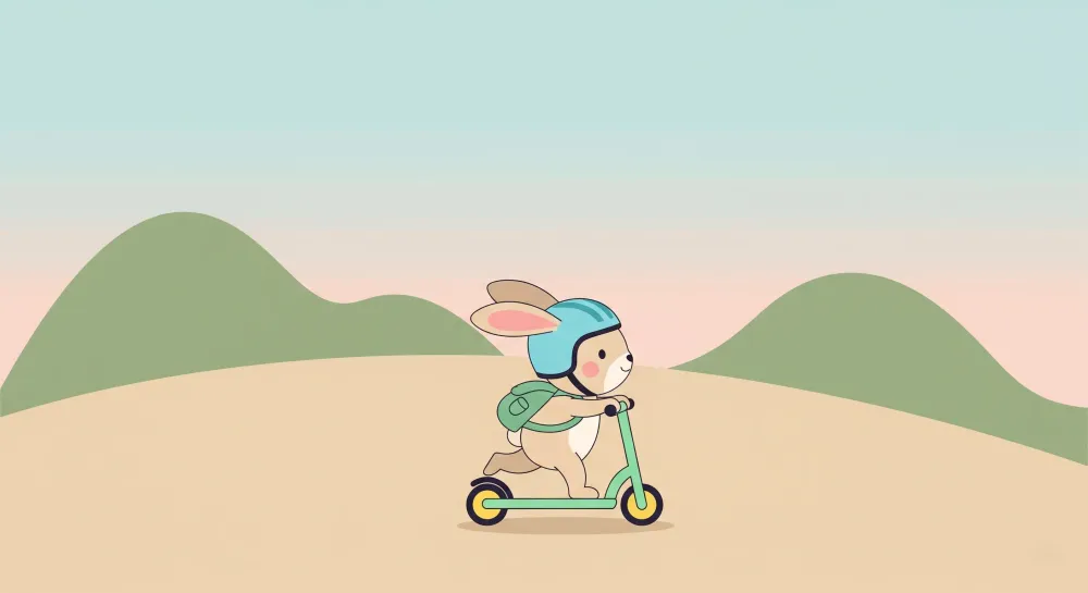 Gyermekszoba tapéta | Dinamikus nyúl rolleren
