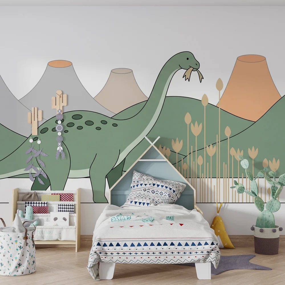 Gyermekszoba tapéta | Diplodocus és őskori tájak