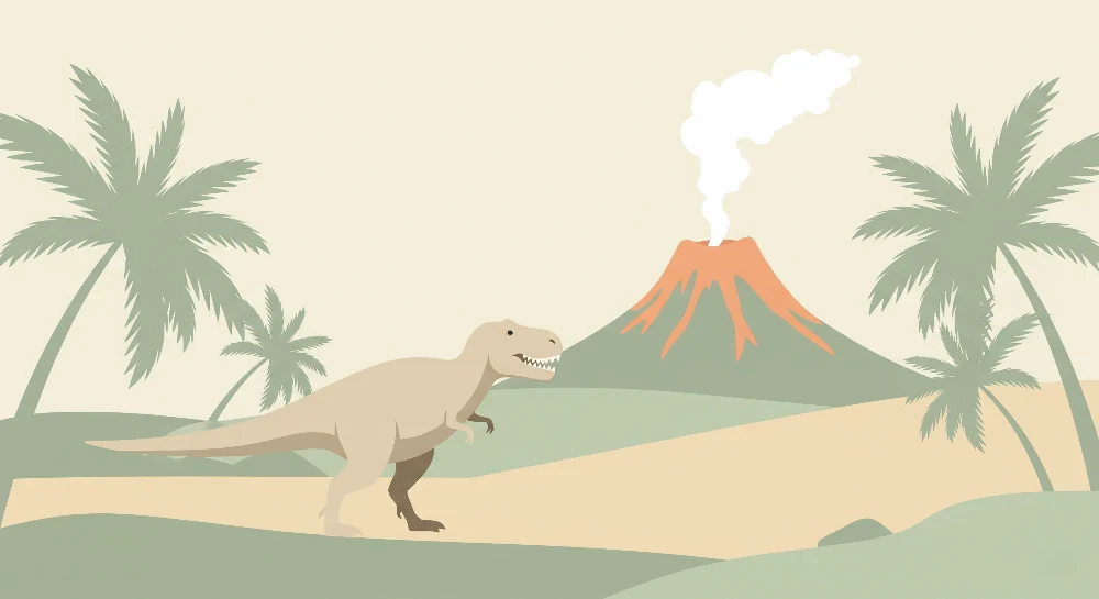 Gyermekszoba tapéta | Jura kaland egy dinoszaurusz és egy vulkán társaságában