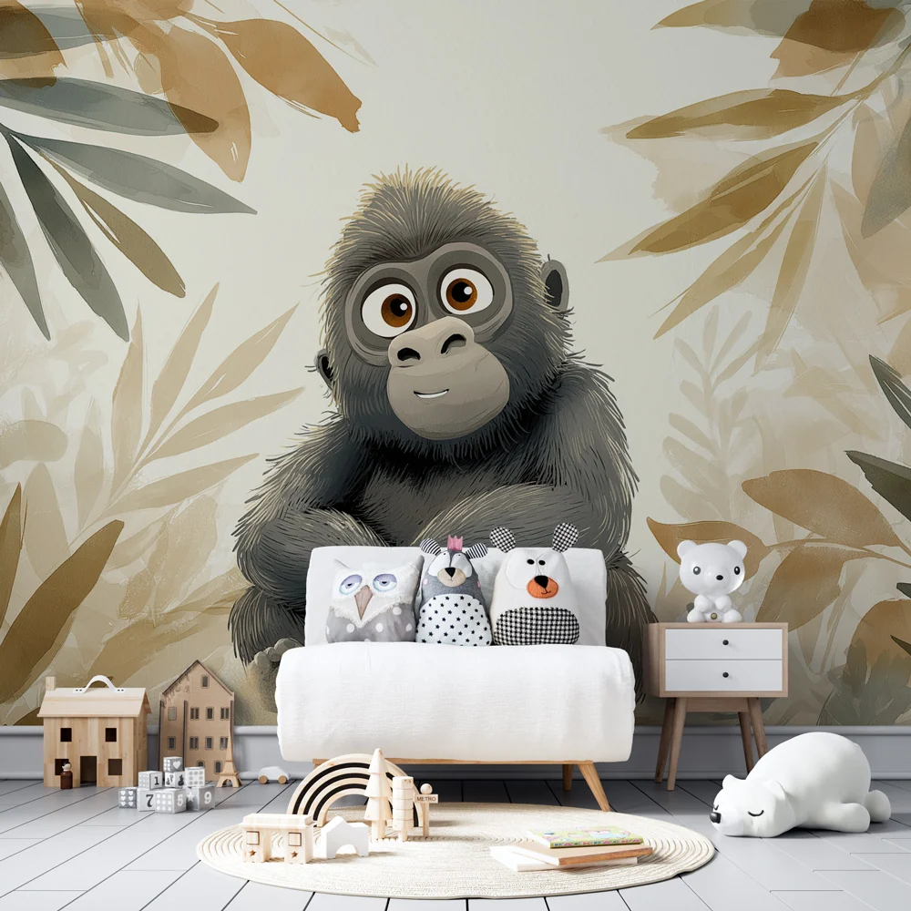 Gyermekszoba tapéta | Kis gorilla dzsungel szívében