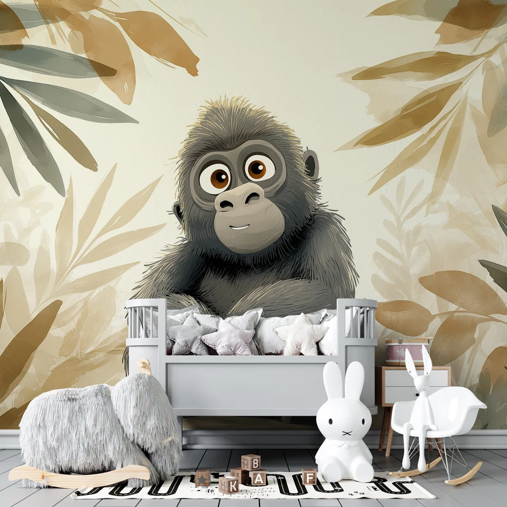 Gyermekszoba tapéta | Kis gorilla dzsungel szívében