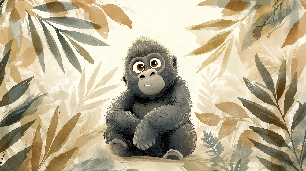 Gyermekszoba tapéta | Kis gorilla dzsungel szívében