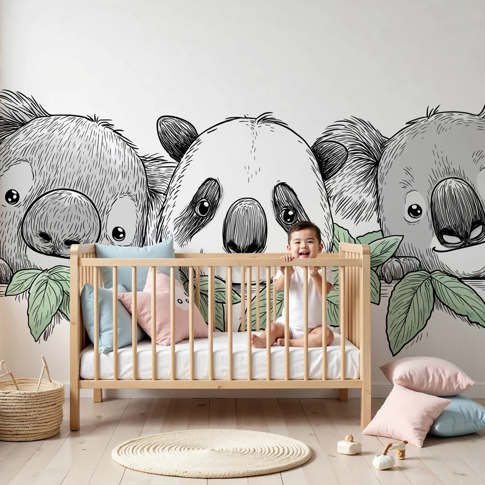 Gyermekszoba tapéta | Két koala és panda barátok