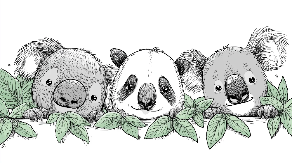 Gyermekszoba tapéta | Két koala és panda barátok