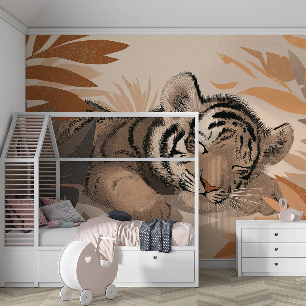 Gyermekszoba tapéta | Álmos kis tigris az dzsungelben
