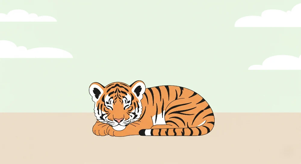Gyermekszoba tapéta | Nyugodt tigris puha háttérrel