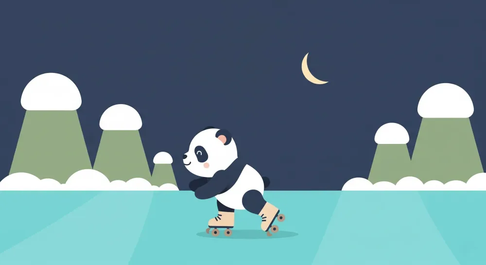 Gyermekszoba tapéta | Párnázó panda csillagok alatt