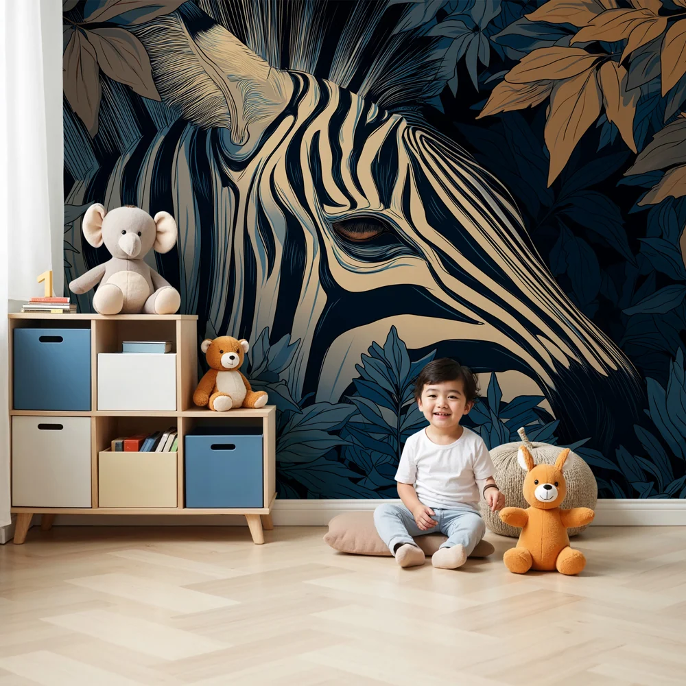 Gyermekszoba tapéta | Rejtett zebra az dzsungelben