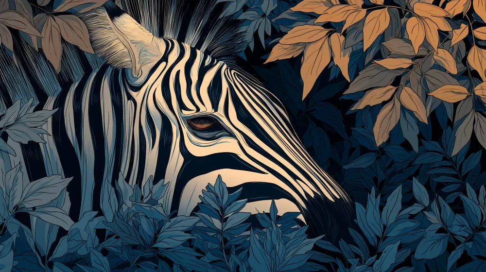Gyermekszoba tapéta | Rejtett zebra az dzsungelben