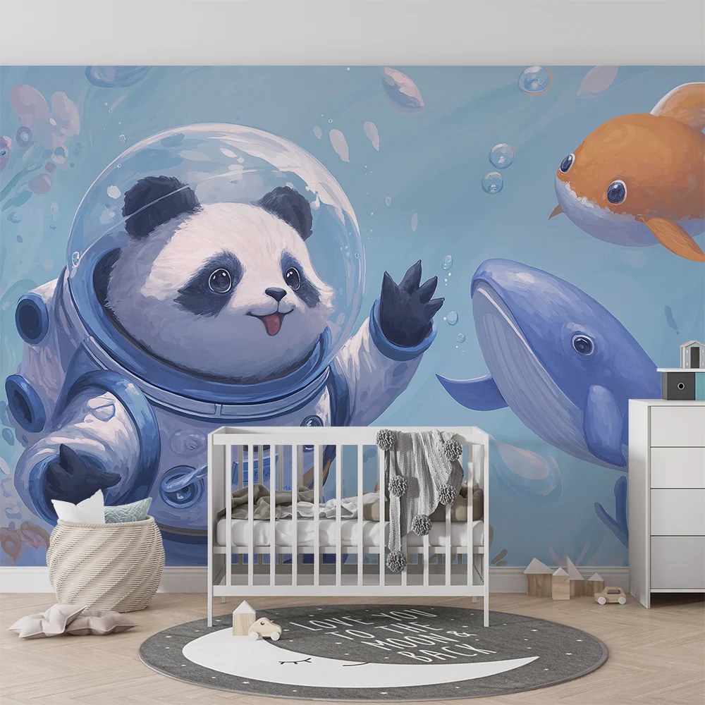 Gyermekszoba tapéta | Űrhajós panda felfedezve csodákat tenger alatt